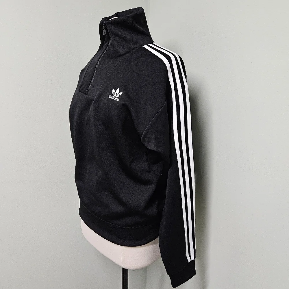Adidas Adicolor Funnel Neck Pullover Black 1/4 Zip Track Jacket Small NWT